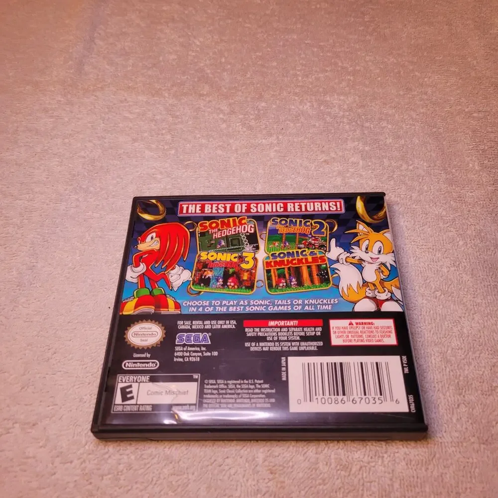 Sonic Classic Collection - Nintendo DS 2010 -Case and Insert ONLY -NO game